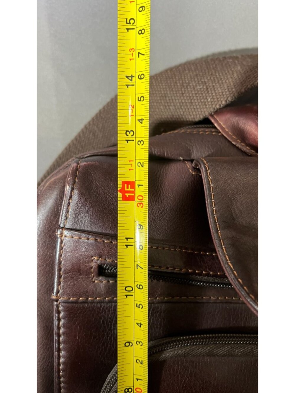 Kenneth Cole Reaction Brown Leather Briefcase Laptop Bag With Shoulder Strap - Picture 12 of 13